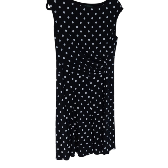 Lauren Ralph Lauren Black Midi Dress with White Dots Sz 12 - Picture 15 of 16